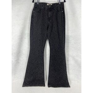 Rock & Roll Jeans Women's 26x34 Black High Rise Flare Leopard Print Denim New